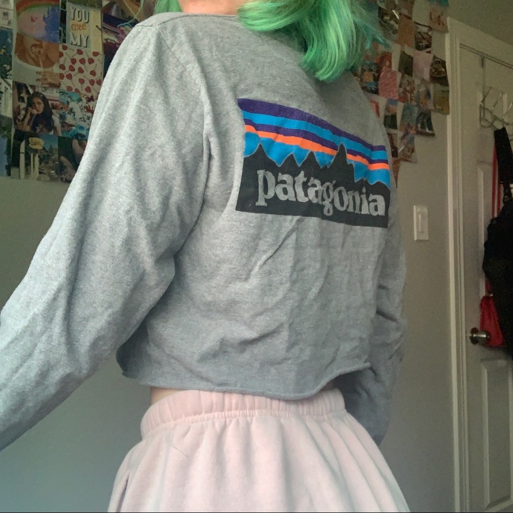 cropped gray patagonia long sleeve tee